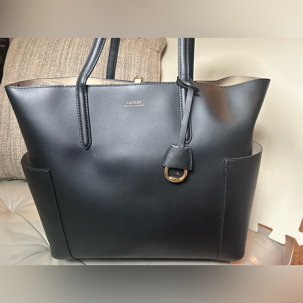 Ralph Lauren Large Leather Carlyle Tote Bag